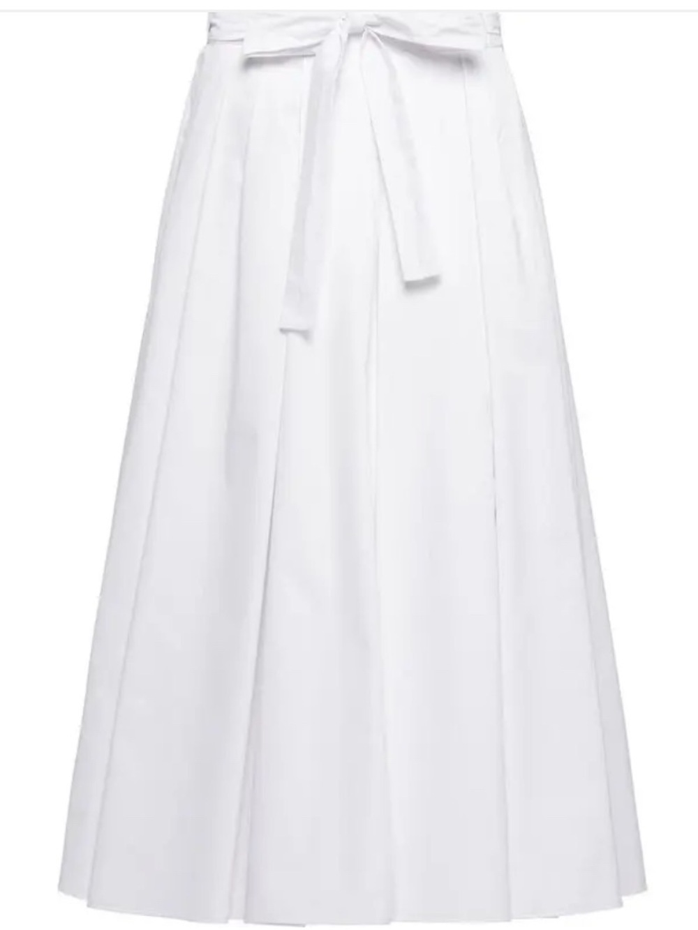 Prada pleated wrap tie cotton poplin maxi skirt NWT